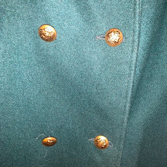 🤍 EVC True Vintage Deep Emerald Puff Sleeve Double Breasted Trench Coat - Picture 3 of 10